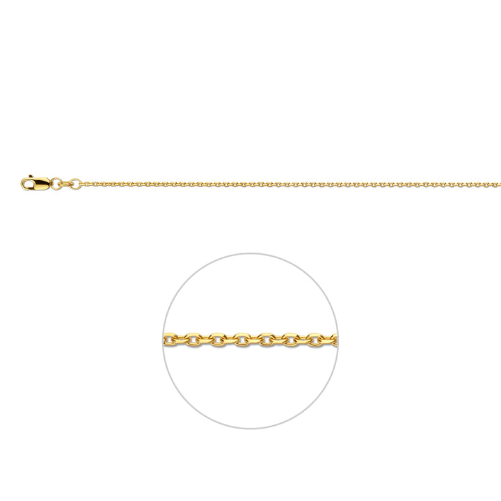 9krt geelgouden collier anker gediamanteerd 1,3mm