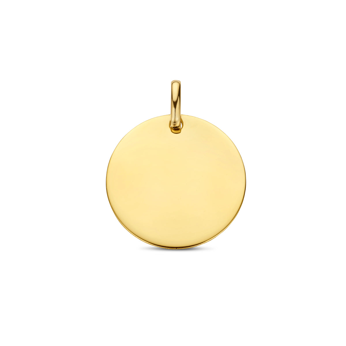 14krt geelgouden graveerhanger rond 18mm