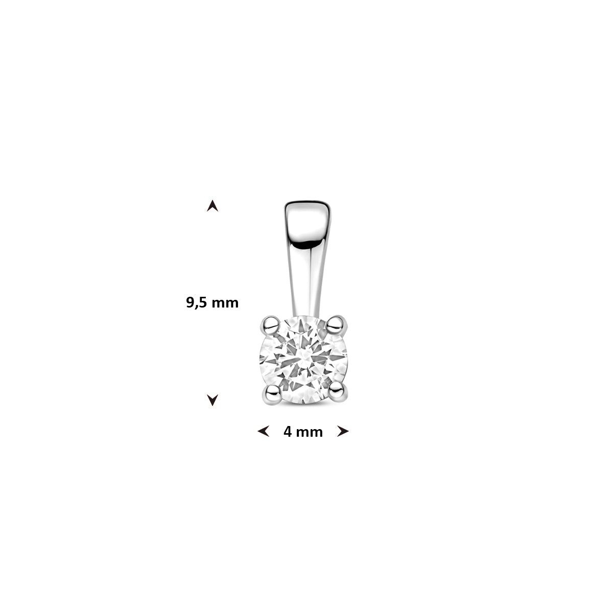 Zilveren hanger zirkonia | 9,5x4mm