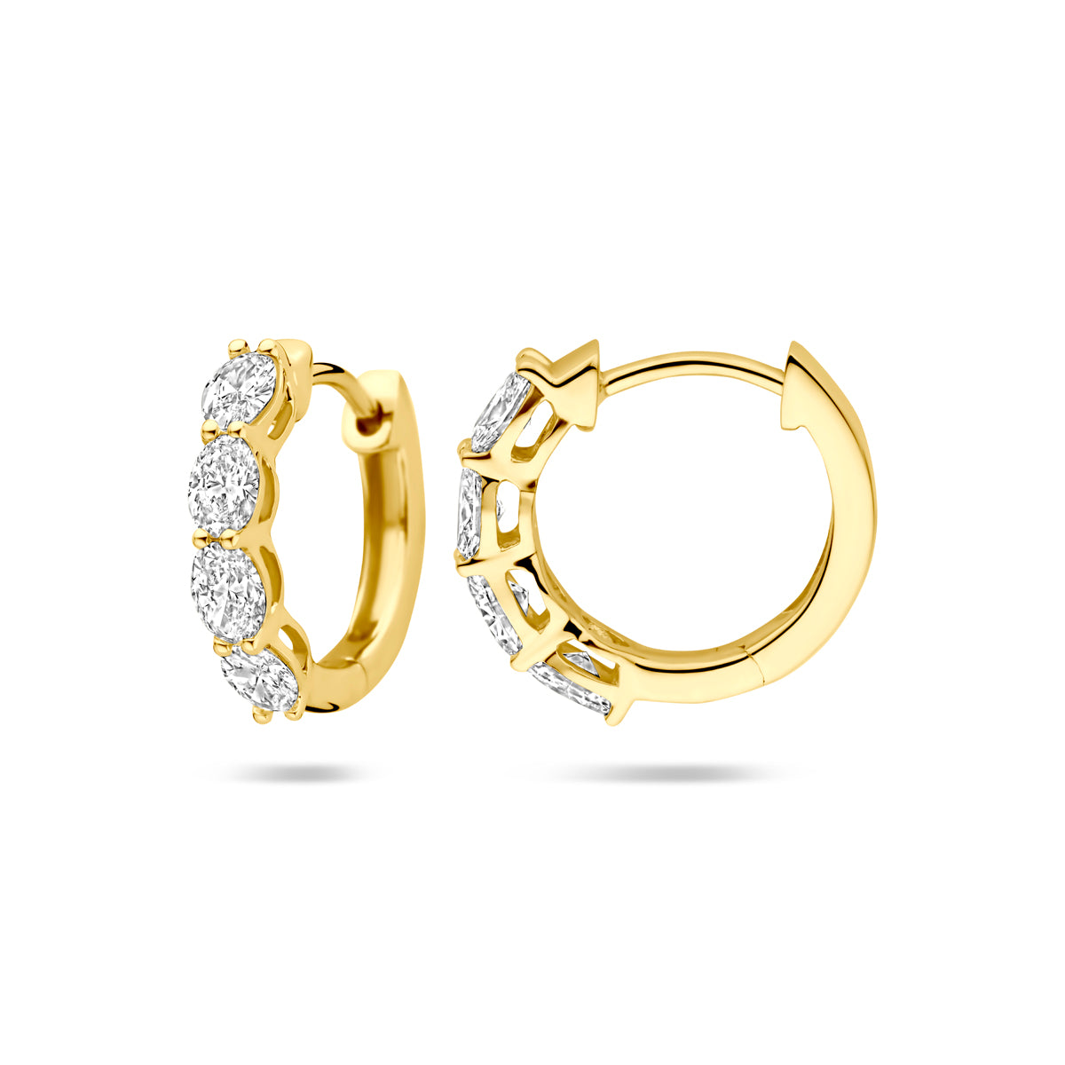 Facette - 14krt geelgouden creolen met LG diamant 0.80ct GHSI | 14,5x3,0mm