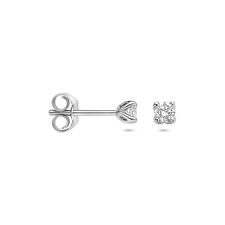 Facette - 14krt witgouden oorstekers met LG diamant 0,20ct GHSI | 3,25mm