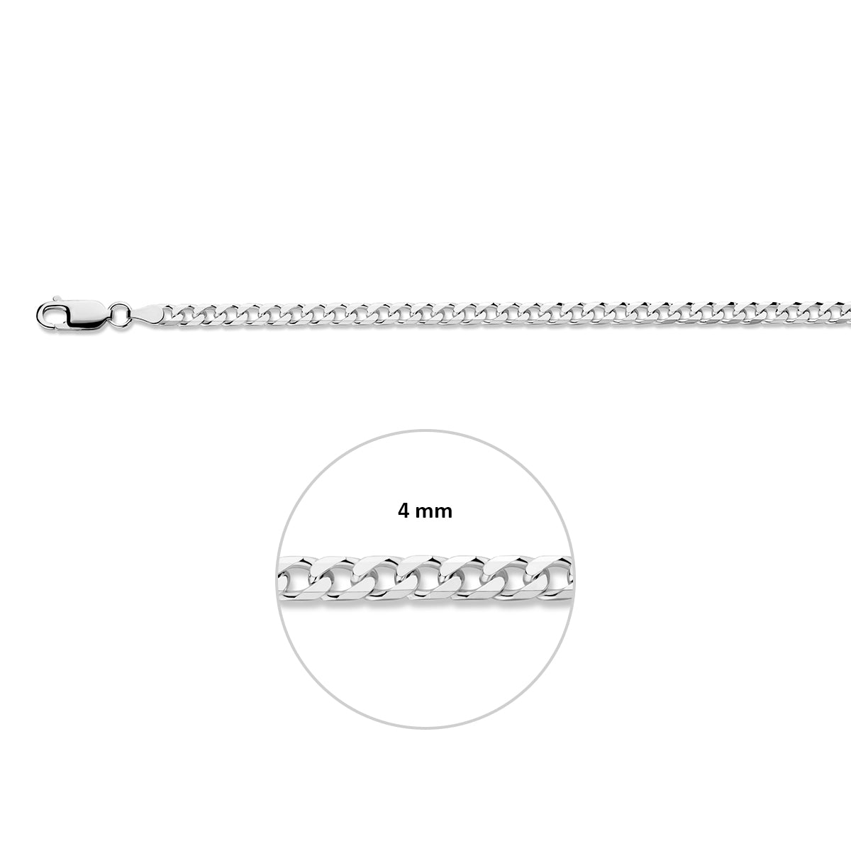 Zilveren lengtecollier - gourmette 6-zijdes geslepen 4mm