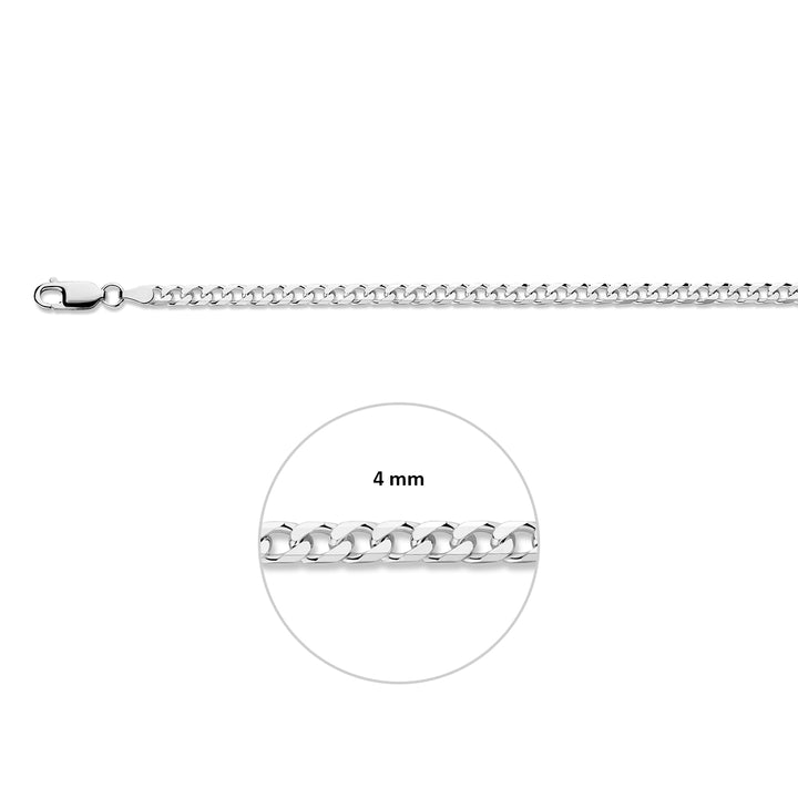 Zilveren lengtecollier - gourmette 6-zijdes geslepen 4mm