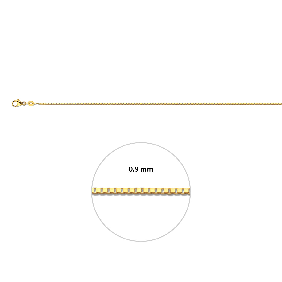 Doublé geelkleurig lengtecollier - Venetiaans 0,9mm