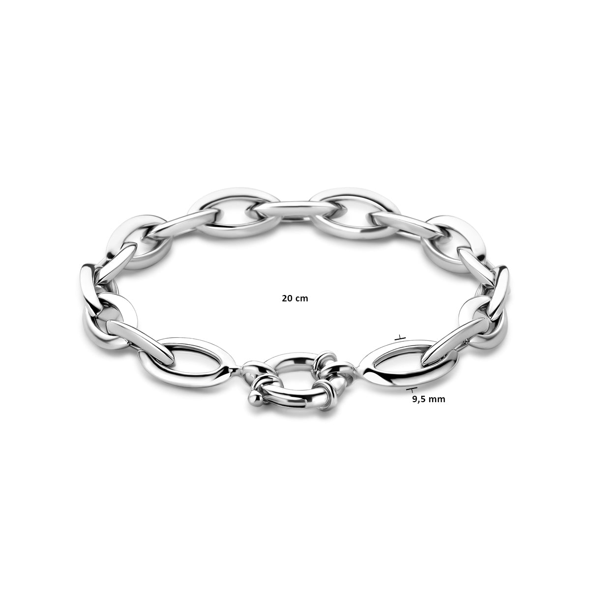 Zilveren armband anker met groot springslot 9,5mm | 20cm