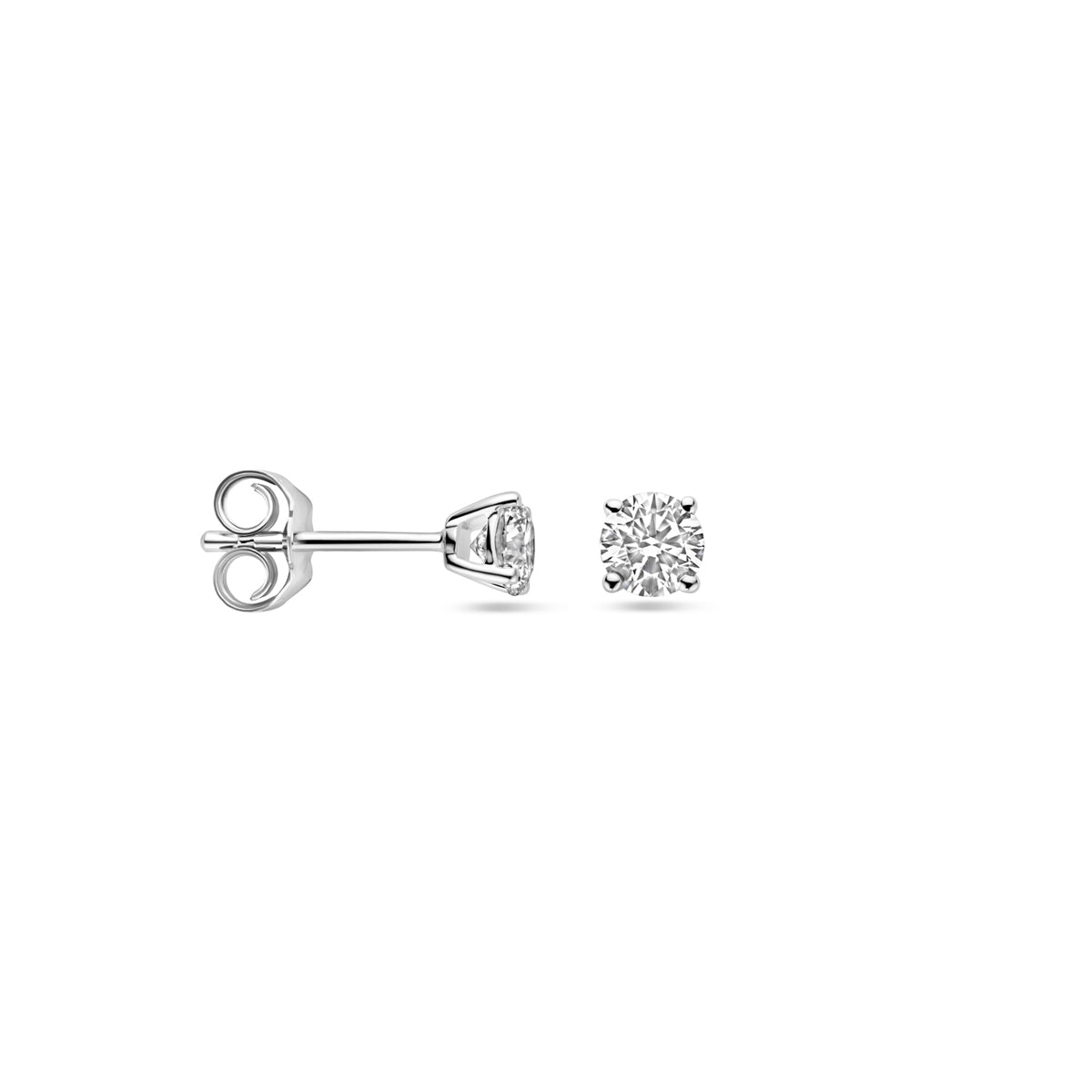 Facette - 14krt witgouden oorstekers met LG diamant 0,50ct GHSI | 4,0mm