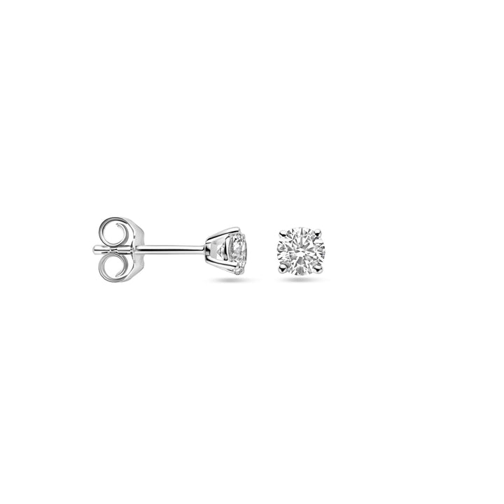 Facette - 14krt witgouden oorstekers met LG diamant 0,50ct GHSI | 4,0mm