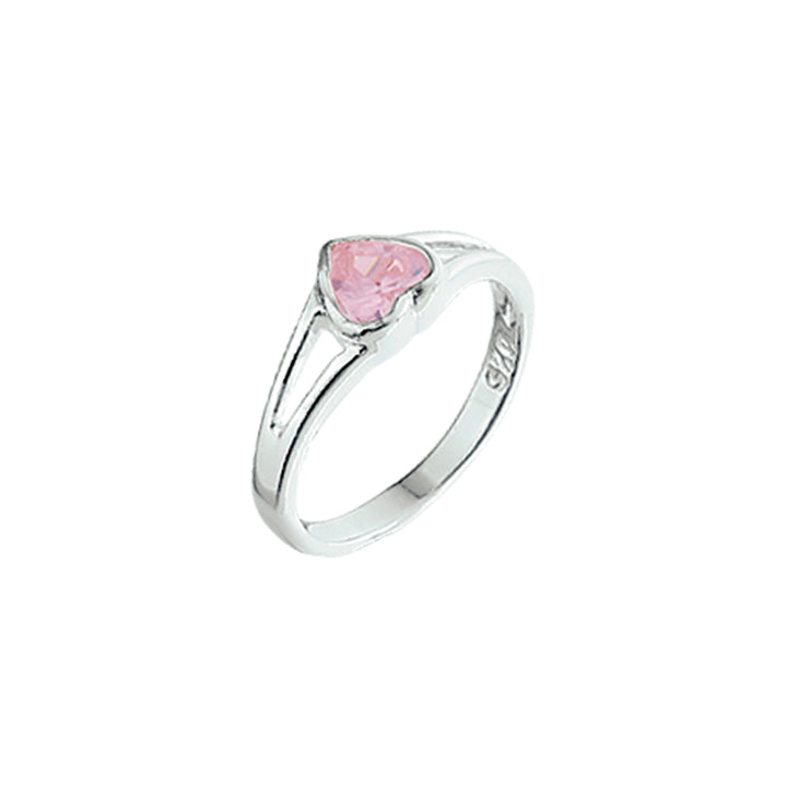zilveren kinderring met roze zirkonia | 5mm