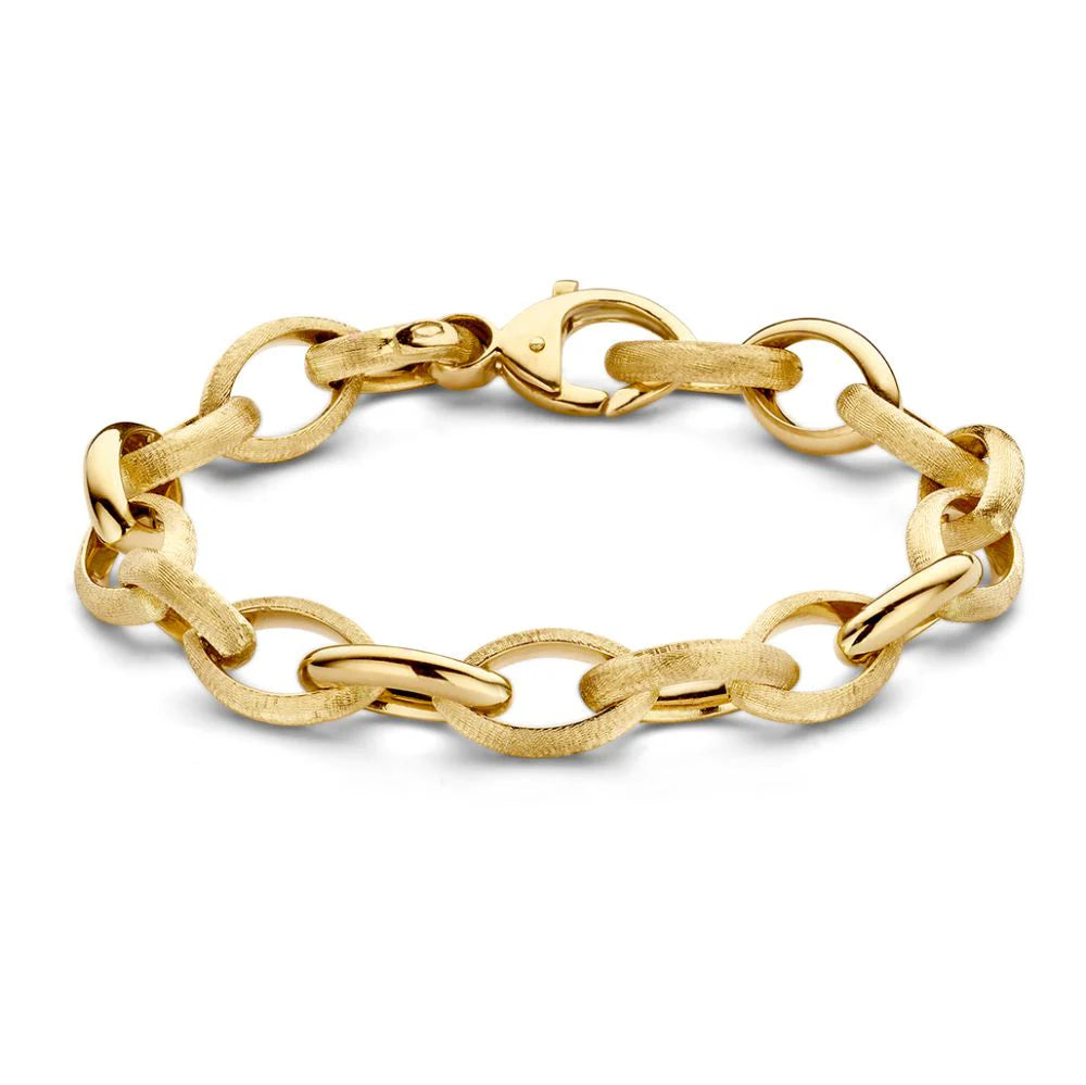 14krt geelgouden armband mat en gepolijst | 19cm