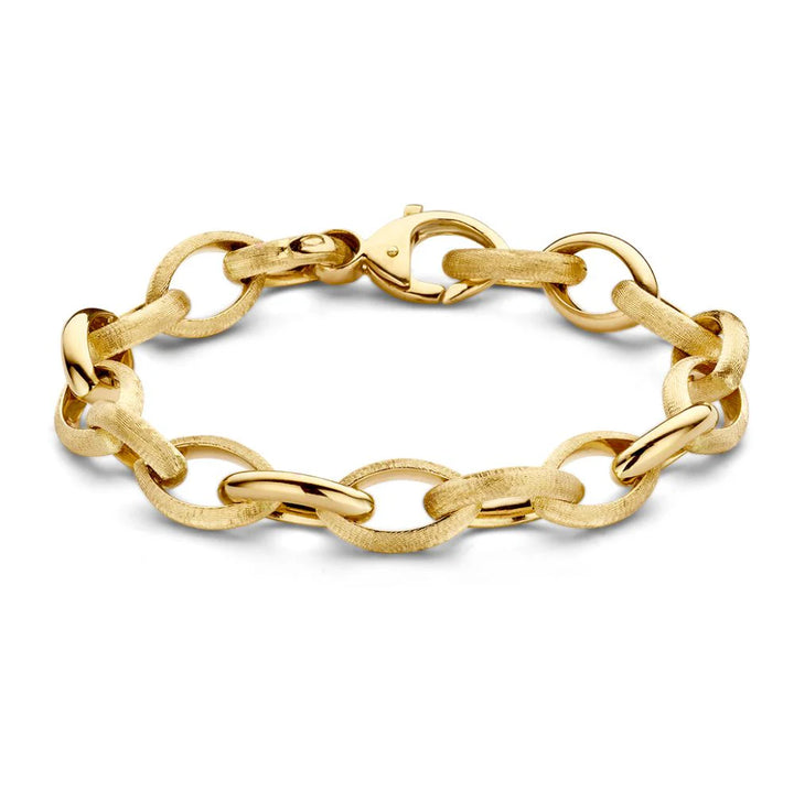 14krt geelgouden armband mat en gepolijst | 19cm