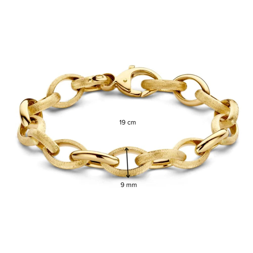 14krt geelgouden armband mat en gepolijst | 19cm