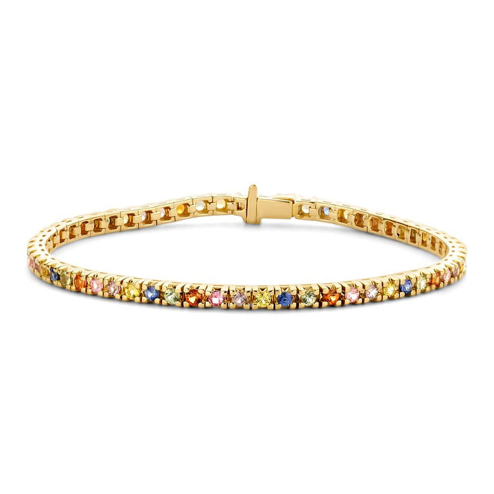 14krt geelgouden armband met regenboog saffier 3,65ct - 18cm