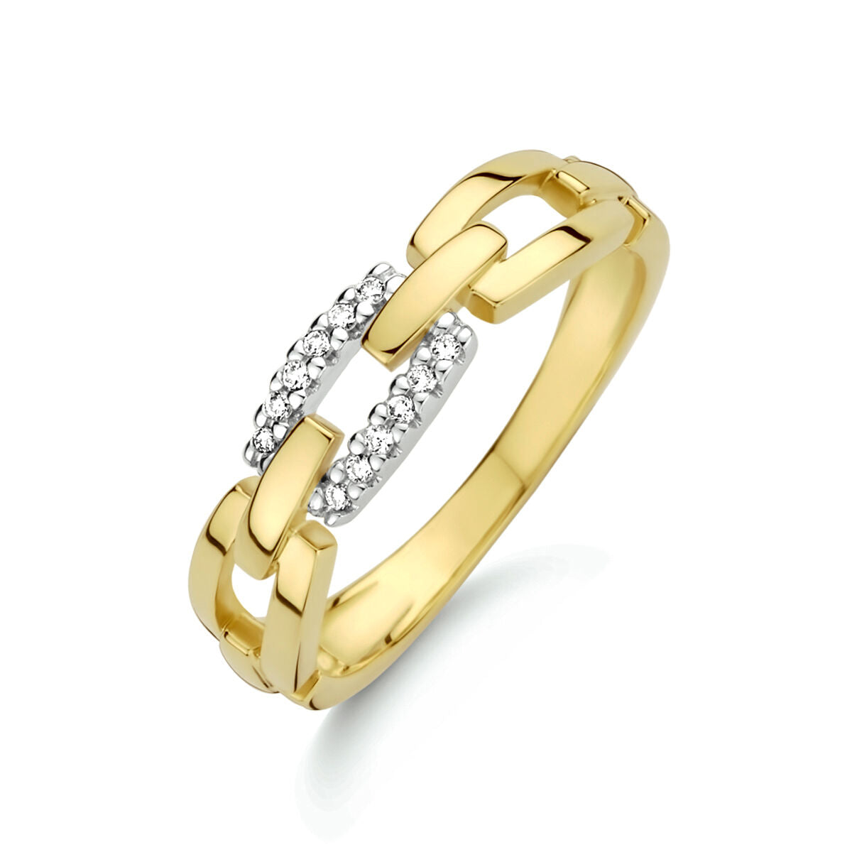 14kt bicolor gouden ring briljant 0.05ct