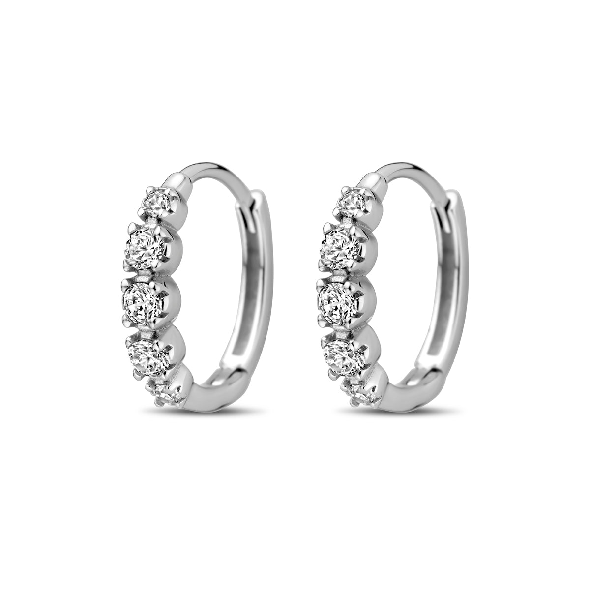 Zilveren klapoorringen zirkonia | 14x3mm