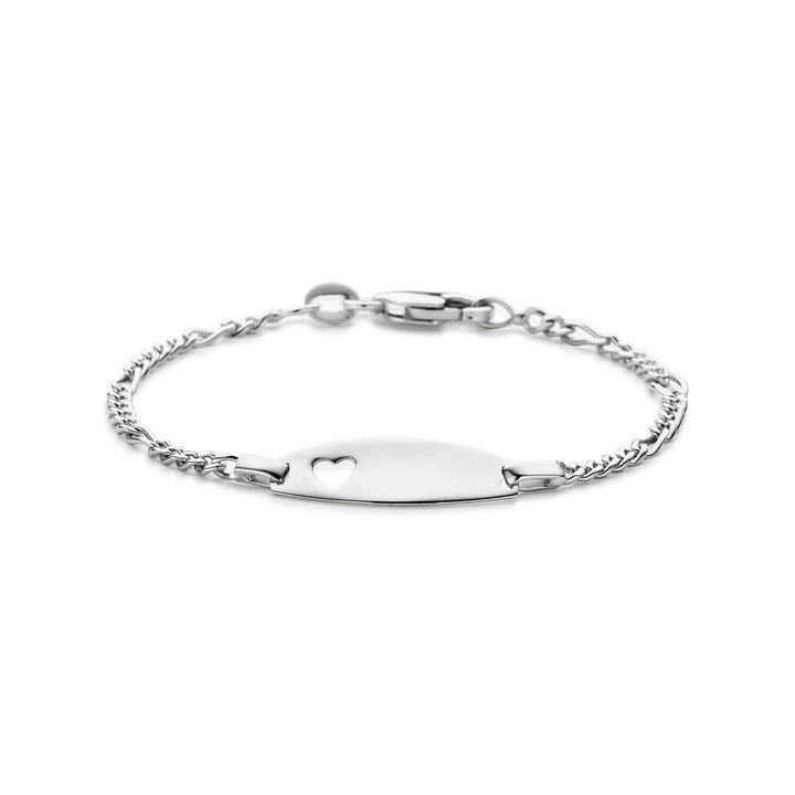 Zilveren graveerarmband figaro - hart 6,5mm x 20mm | 11-13cm