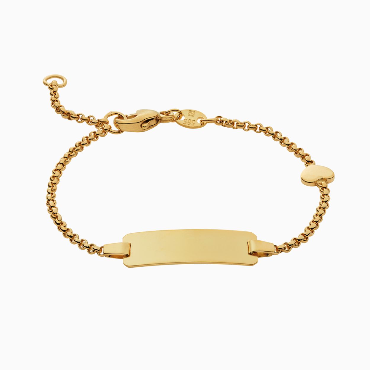14krt geelgouden graveerarmband jasseron met hart - 12-14cm