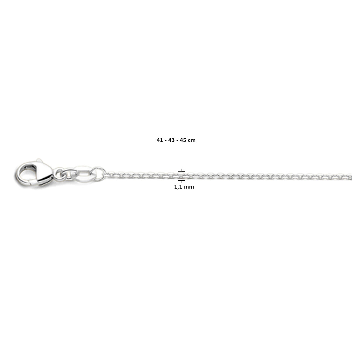 18krt witgouden lengtecollier anker gediamanteerd 1.1mm | 41-43-45cm