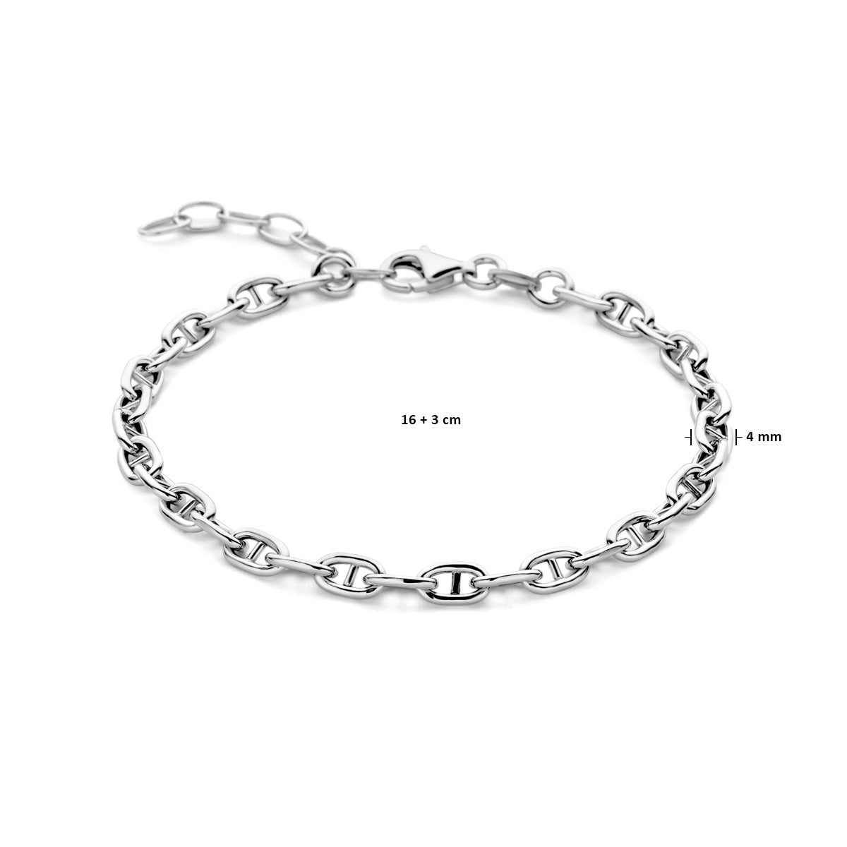 Zilveren armband marine ronde buis 4,0mm | 16+3cm