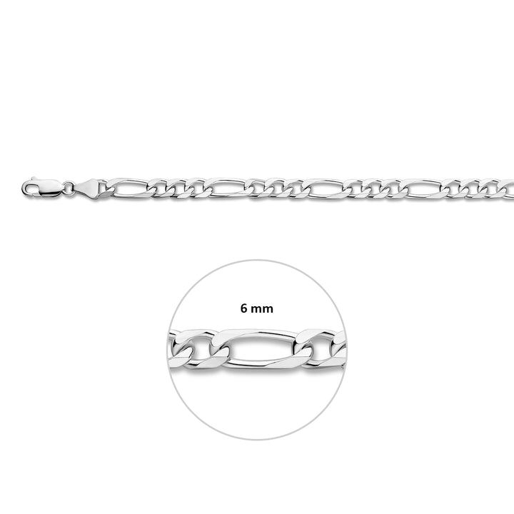 Zilveren armband figaro 6,0mm | 21cm