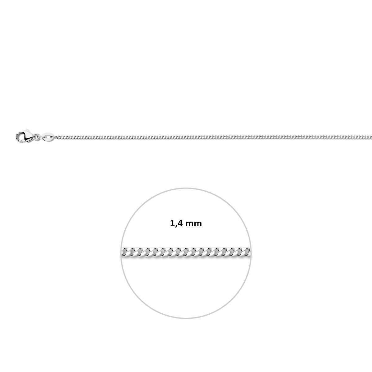 14krt witgouden collier gourmette 1,4mm