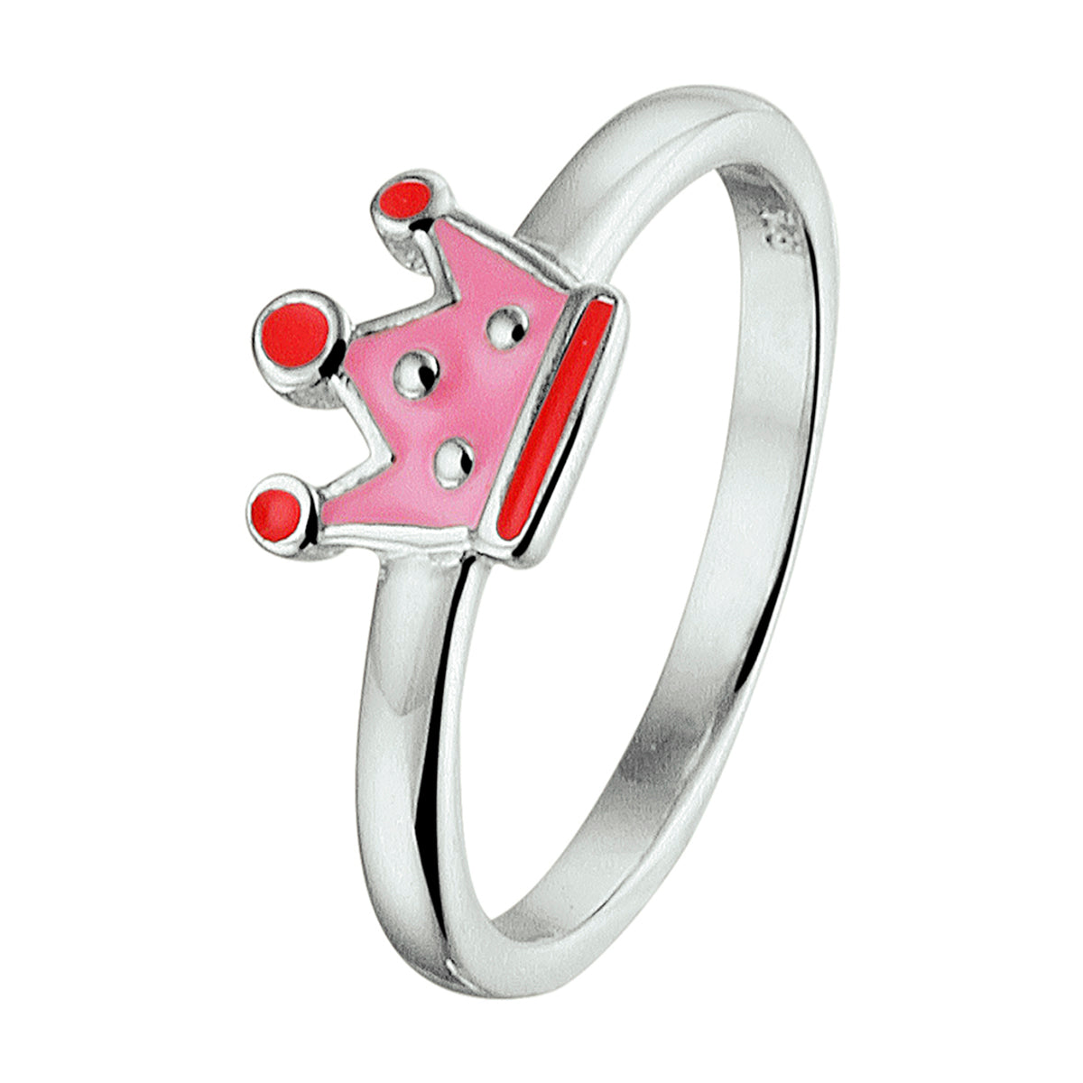 zilveren kinderring kroon emaille | 6mm