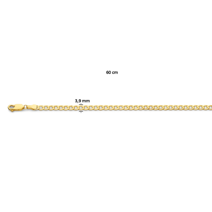 14krt geelgouden collier gourmette 6-zijdes geslepen 3,9mm - 60cm