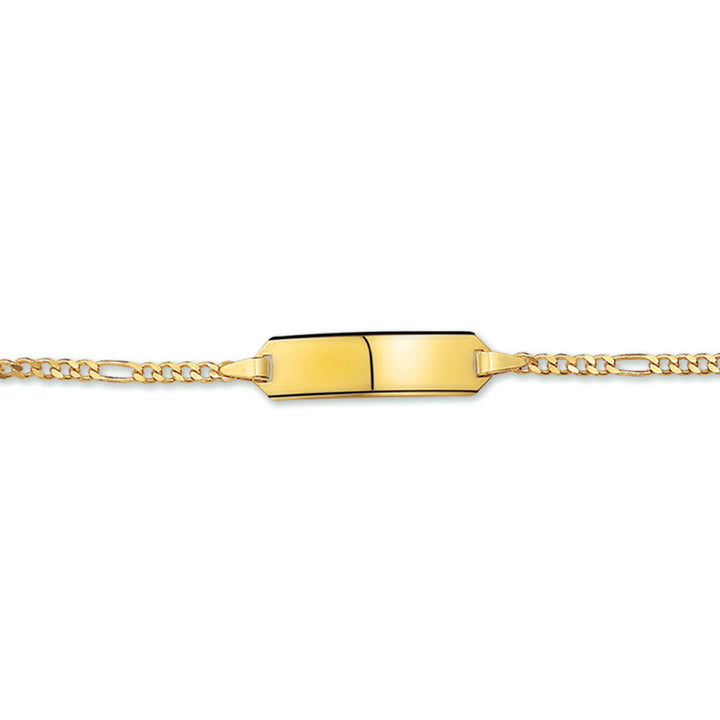 14krt geelgouden graveerarmband figaro plaat 5,0mm | 11-13cm