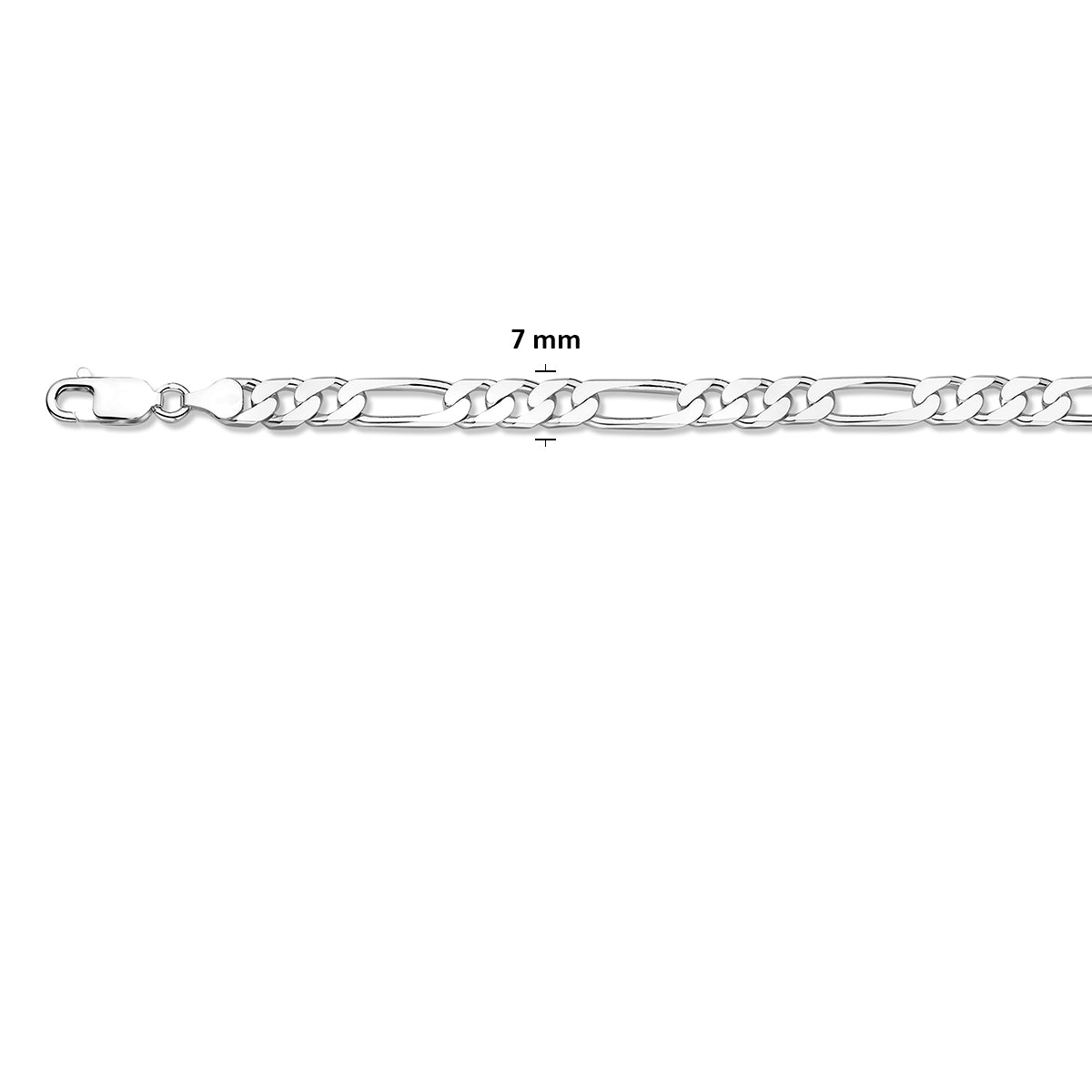 Zilveren lengtecollier - Figaro 7.0mm