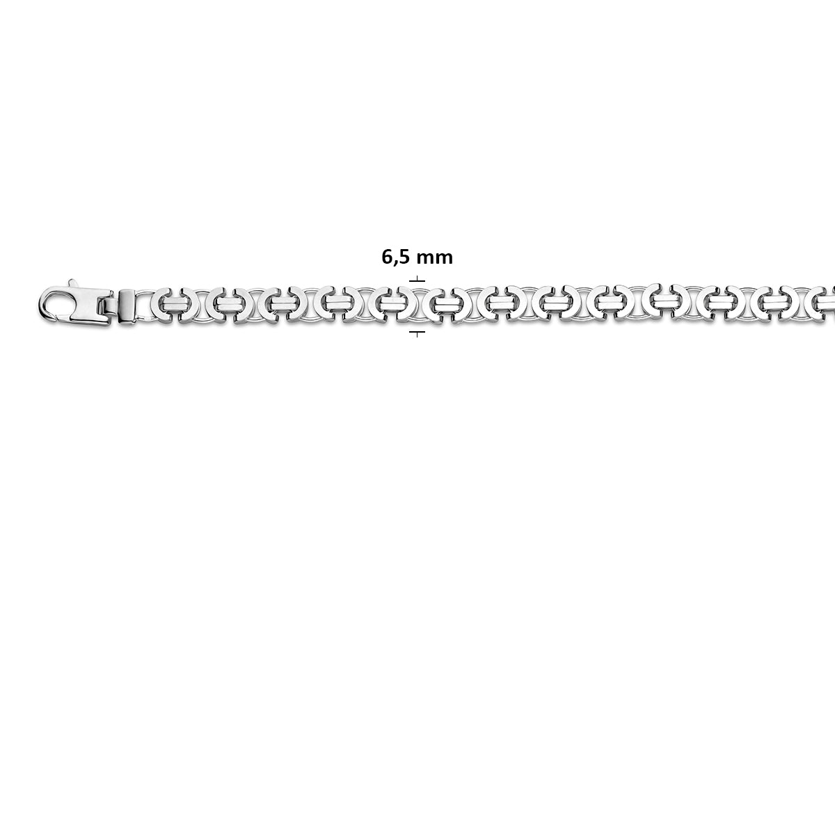 Zilveren armband konigs plat 6,5mm massief | 21cm