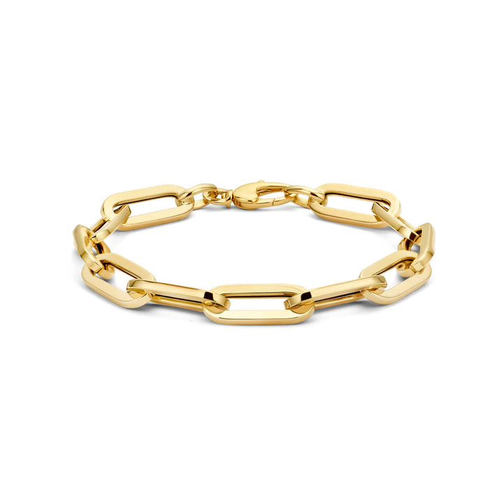 14krt geelgouden armband paperclip vierkante buis 8mm | 19,5cm