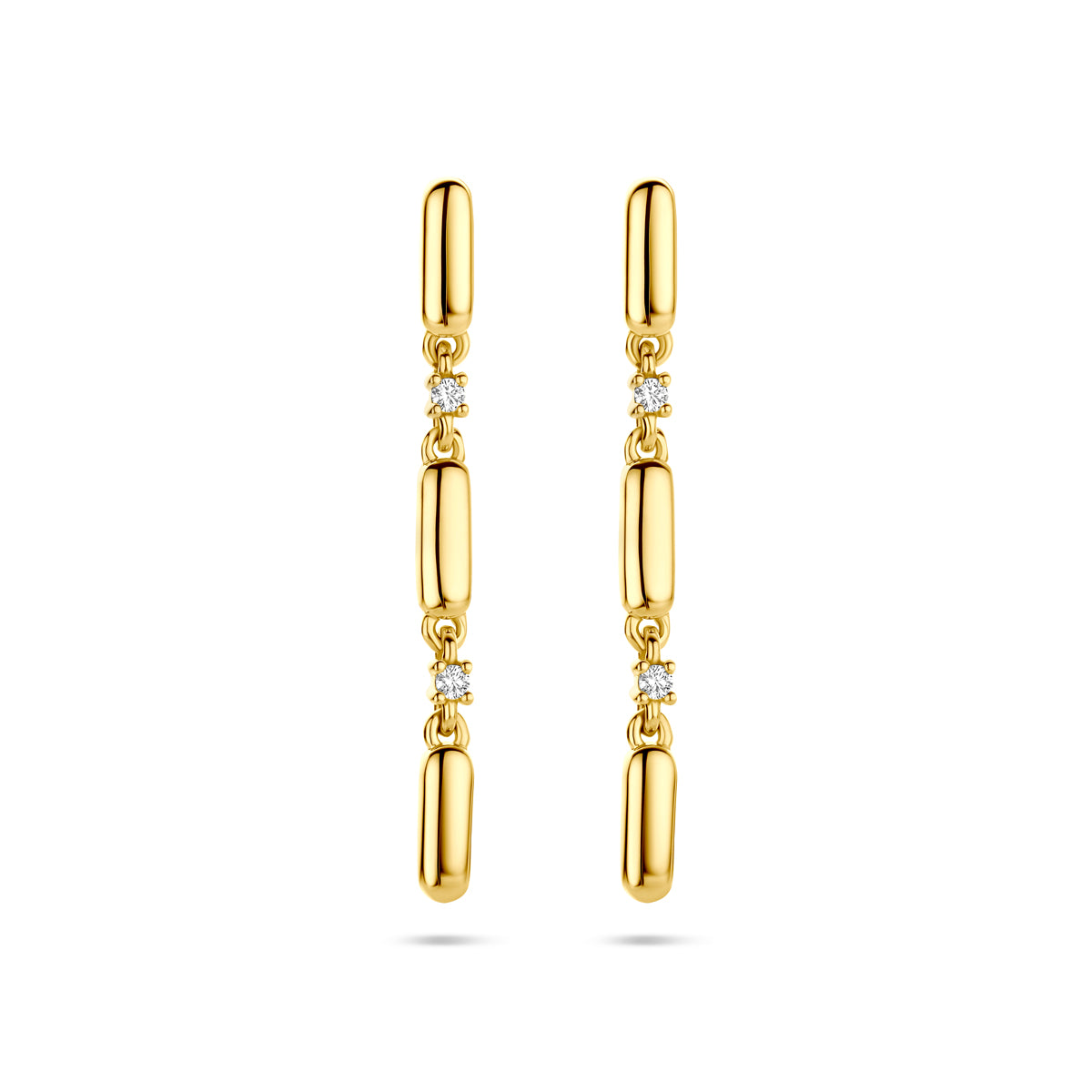 14krt geelgouden oorhangers met diamant 0.06ct 2,55mm | 3,2cm