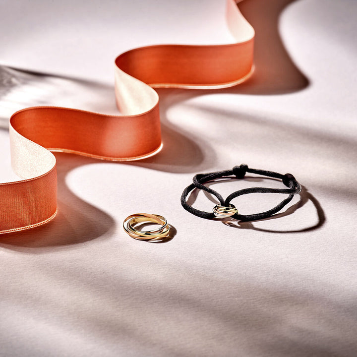 14kt tricolor wit- rose- en geelgouden ring 2mm