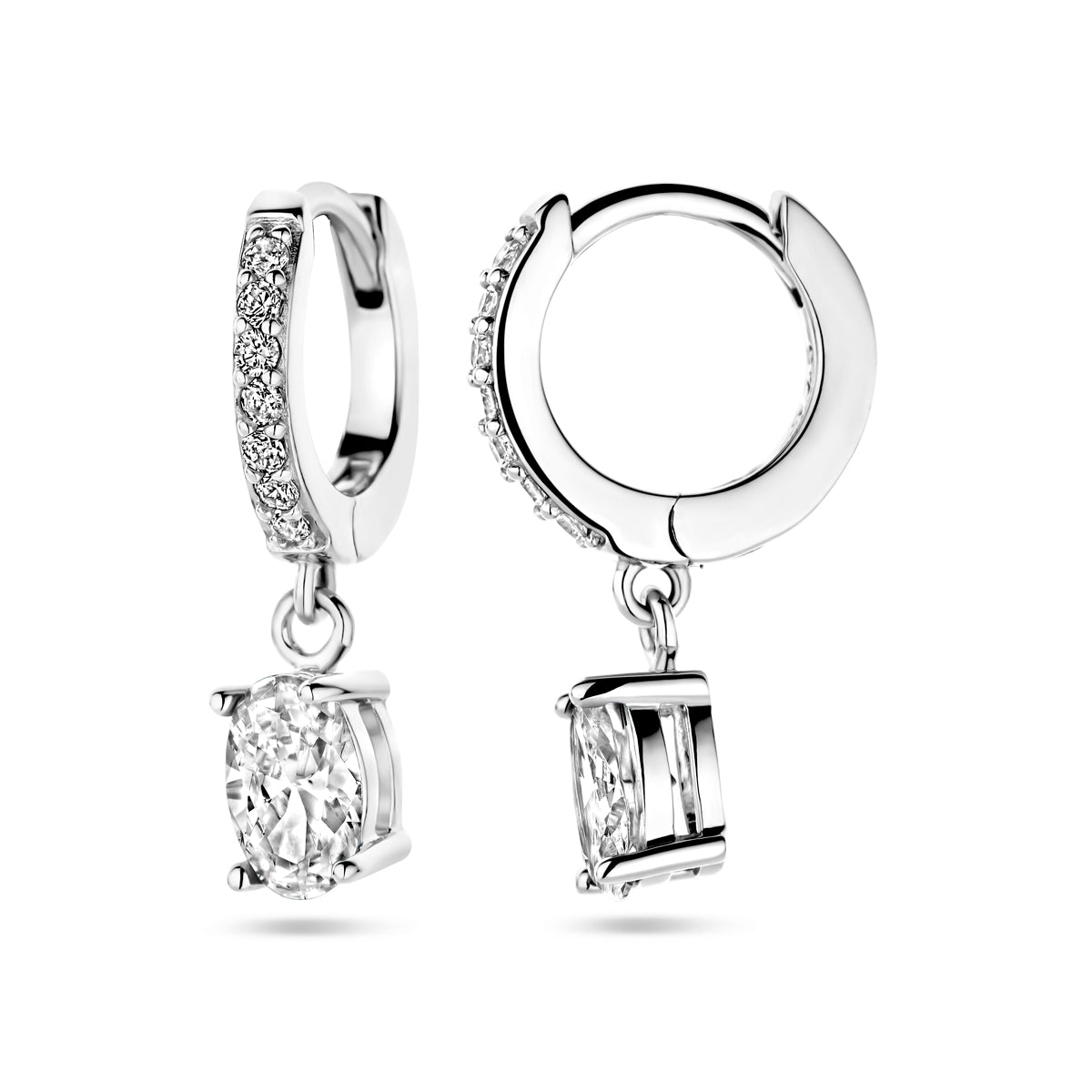 Zilveren klapoorringen zirkonia | 19x4mm
