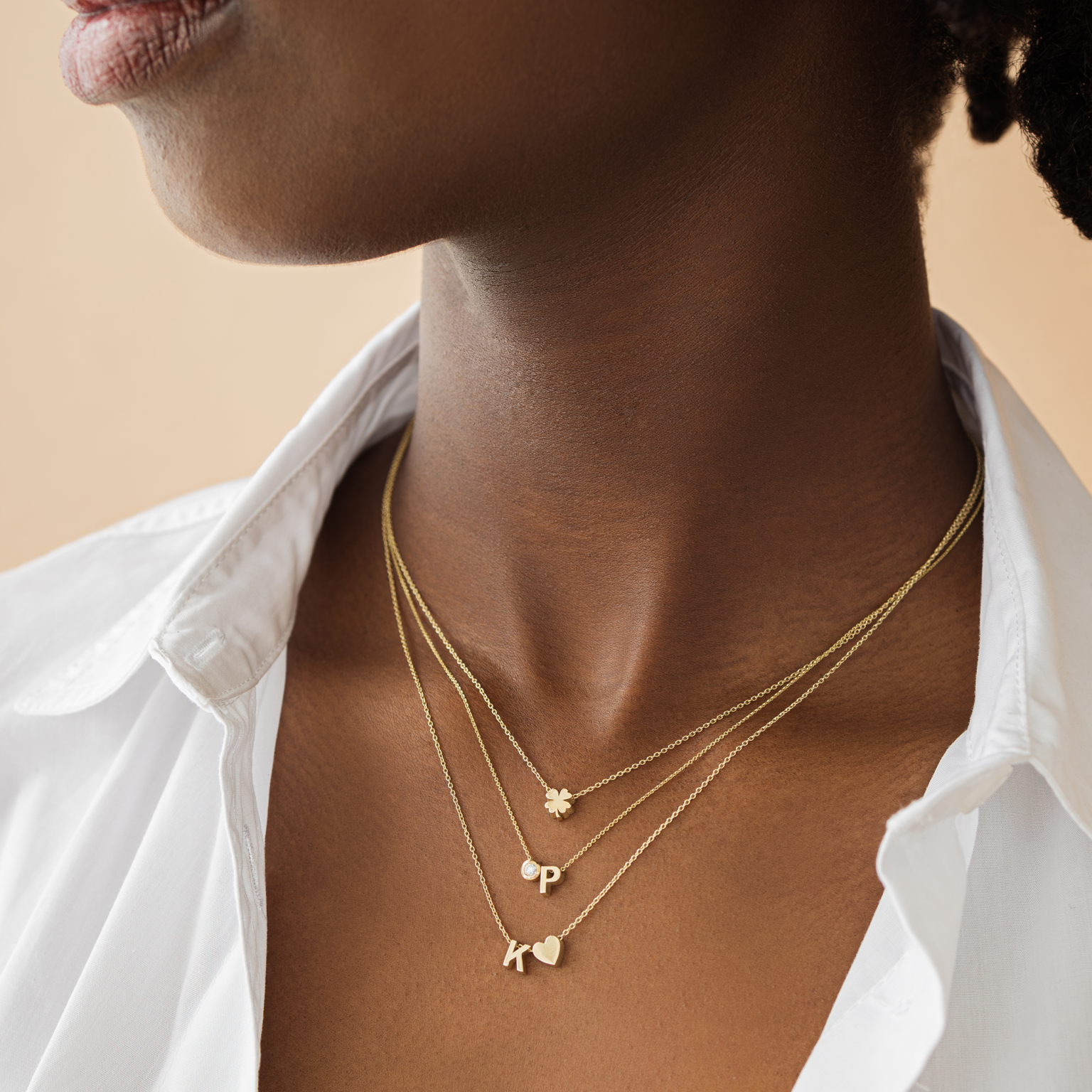 14krt geelgouden collier met hanger "klaver" - 41-43-45cm - 1.0mm Klaver