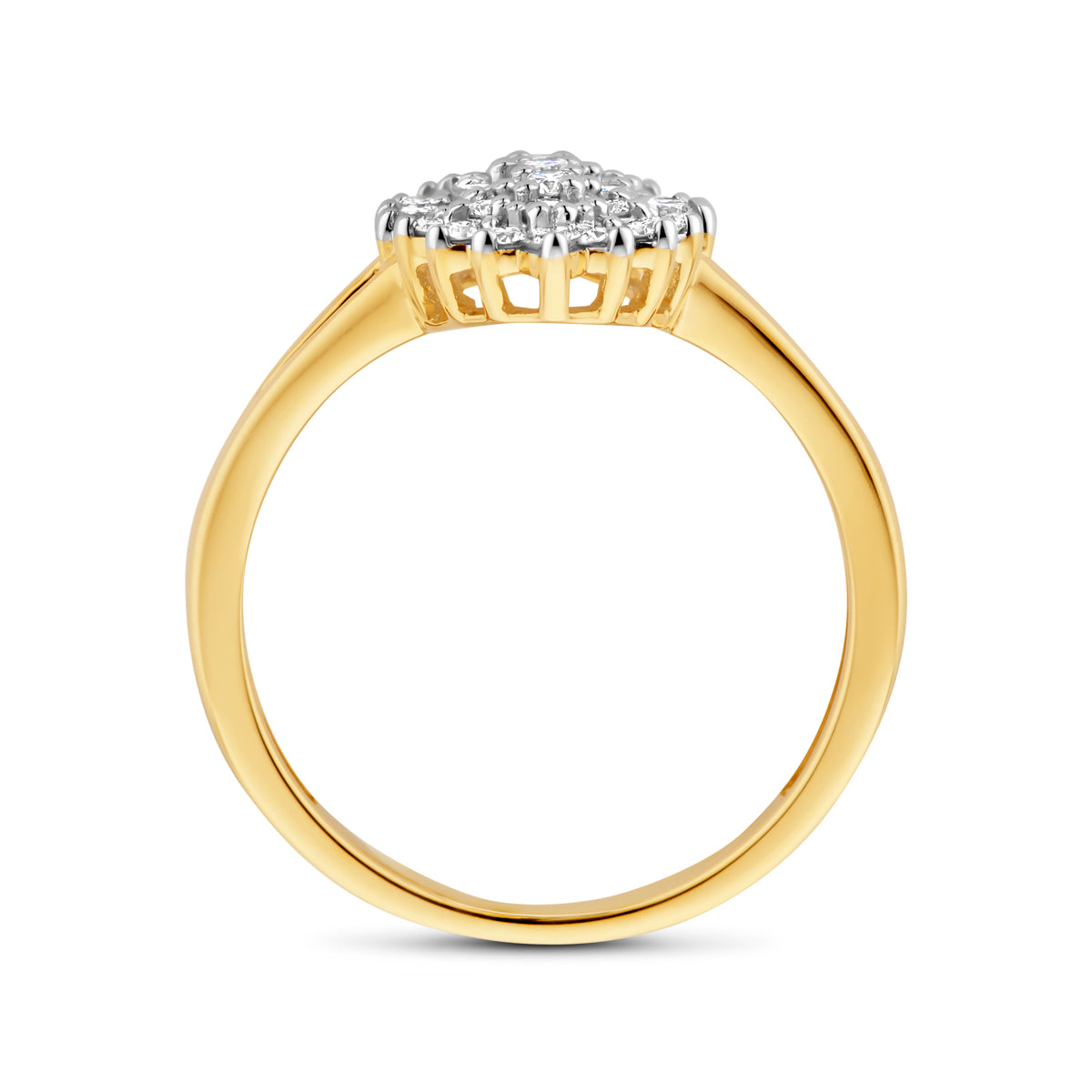 Facette - 14krt geelgouden ring met LG diamant 0.48ct HSI