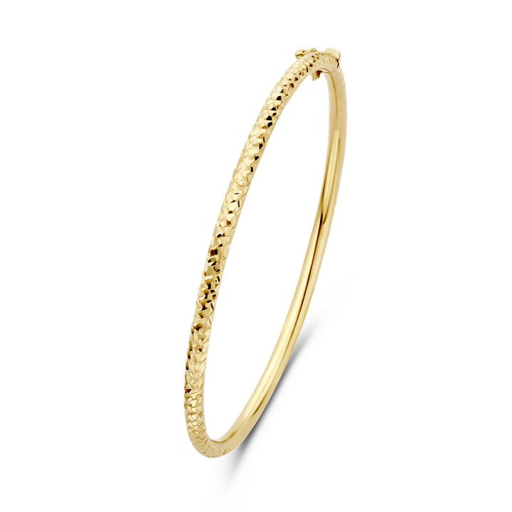 14krt geelgouden bangle scharnier gediamanteerd 3,0mm | 60 mm