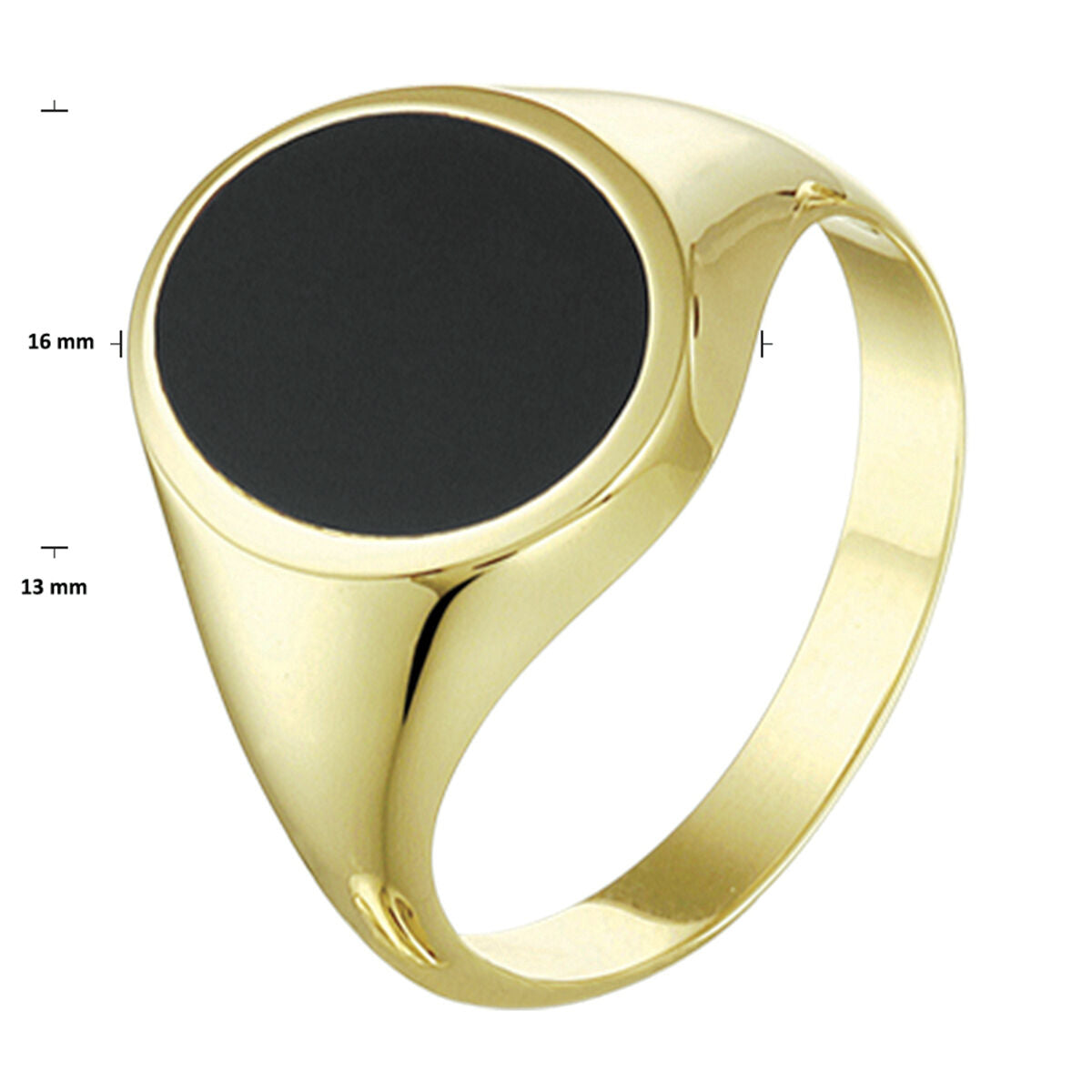 14kt geelgouden zegelring onyx 13x16mm