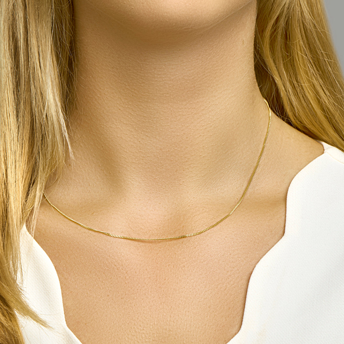 18krt geelgouden lengtecollier gourmette 4 zijdes geslepen 1.2mm | 45cm