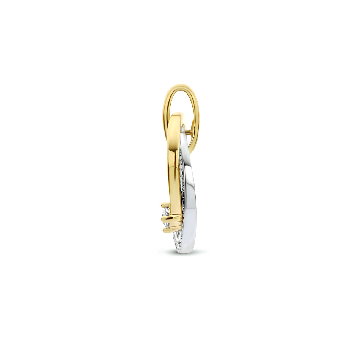 14krt bicolorgouden hanger met diamant 0.14ct hsi