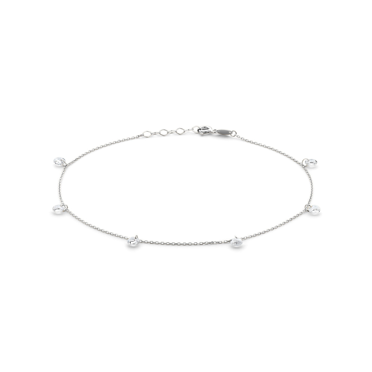 Zilveren enkelbandje zirkonia | 24-26cm