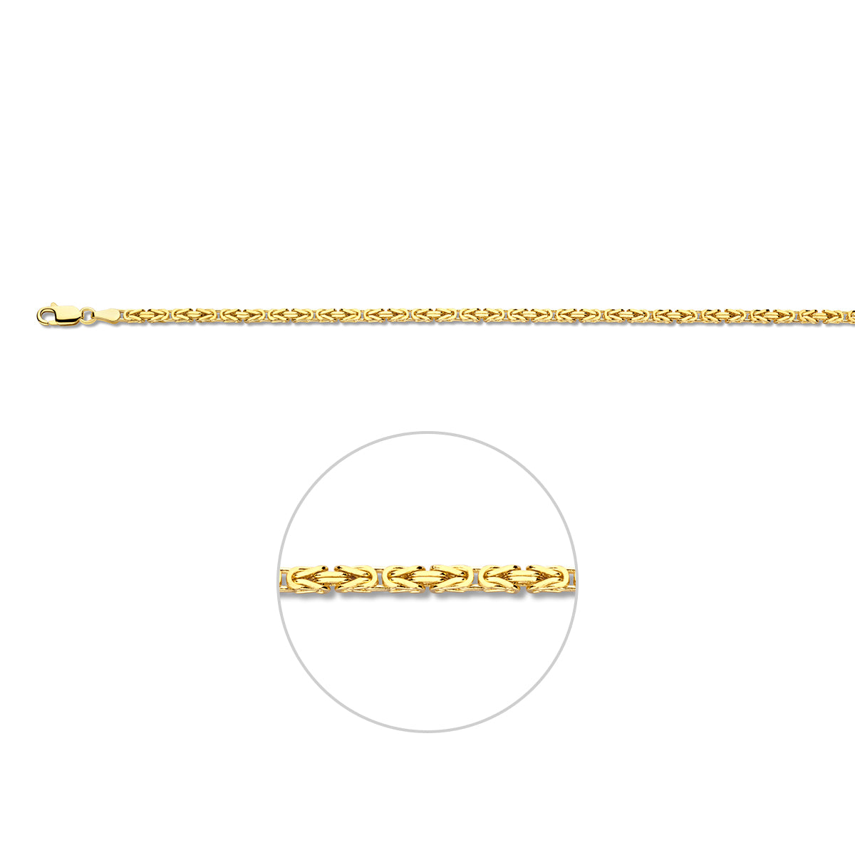 14krt geelgouden konings armband massief 2,5mm- 19cm