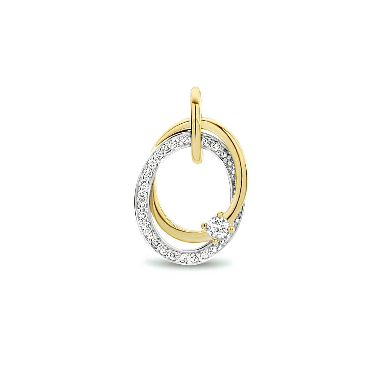 14krt bicolorgouden hanger met diamant 0.14ct hsi