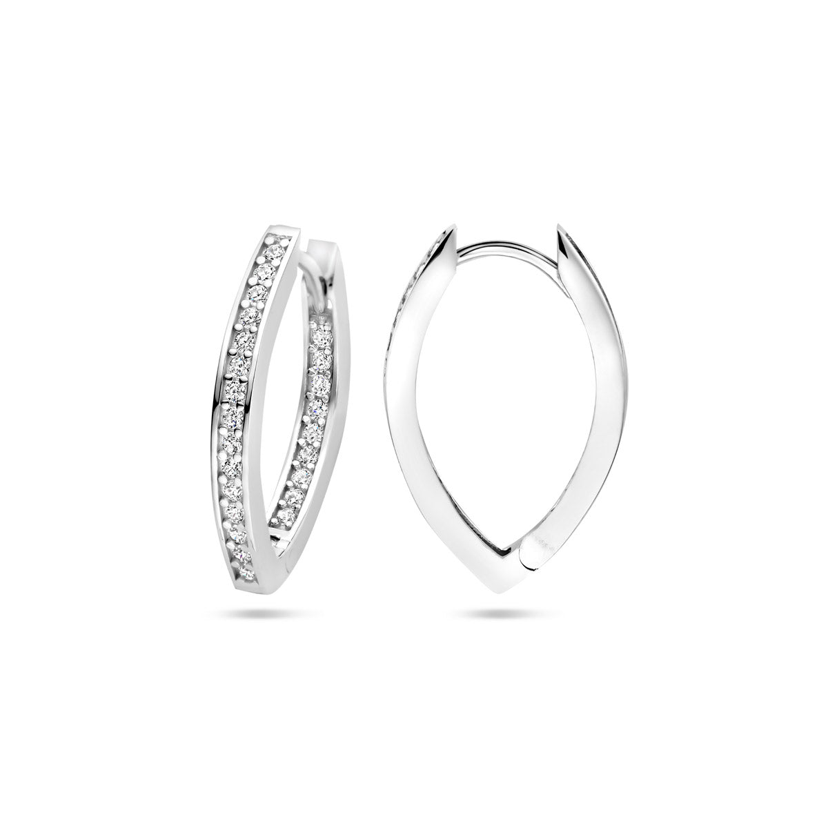 Zilveren klapoorringen zirkonia | 21x2,5mm