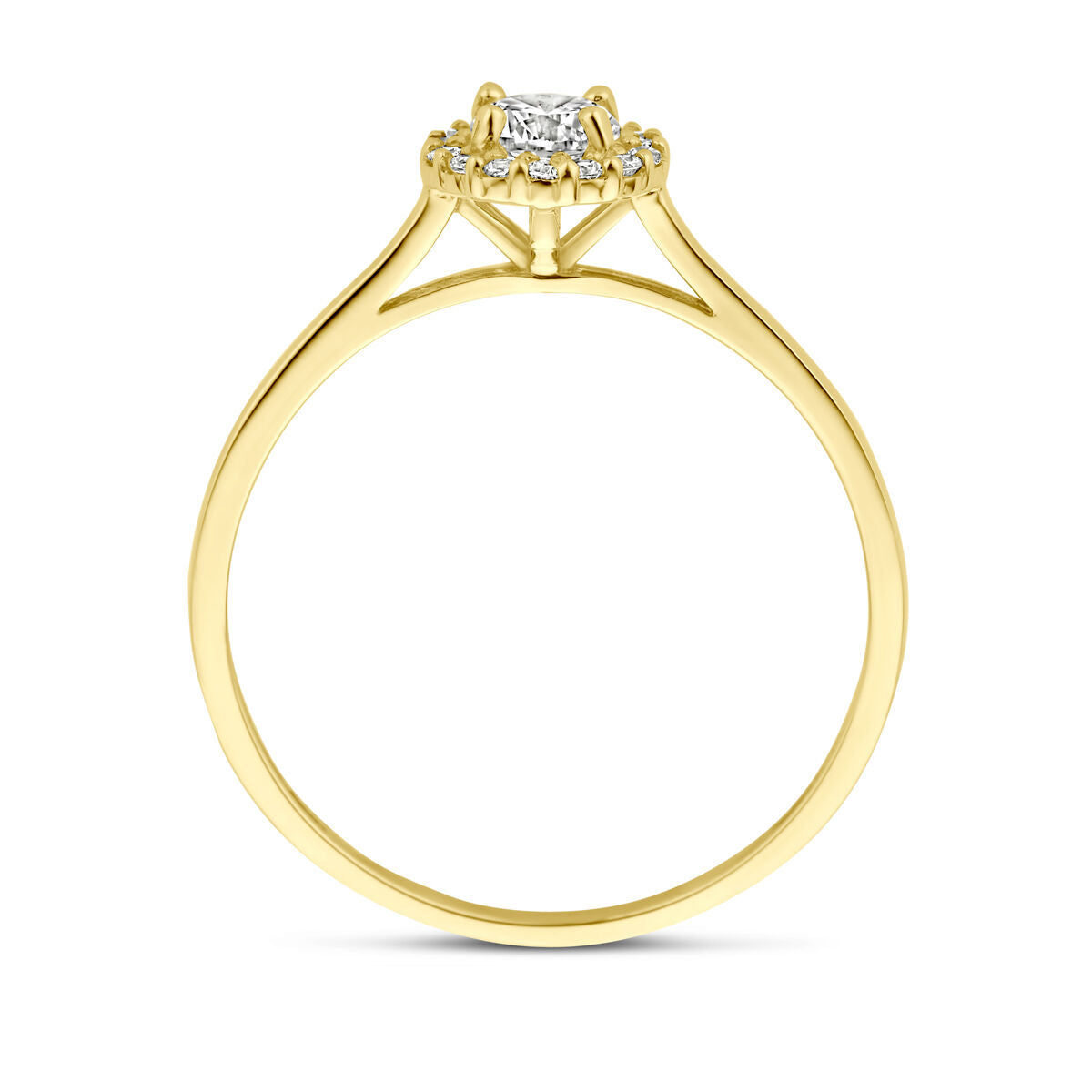 14kt geelgouden ring zirconia 6,5mm