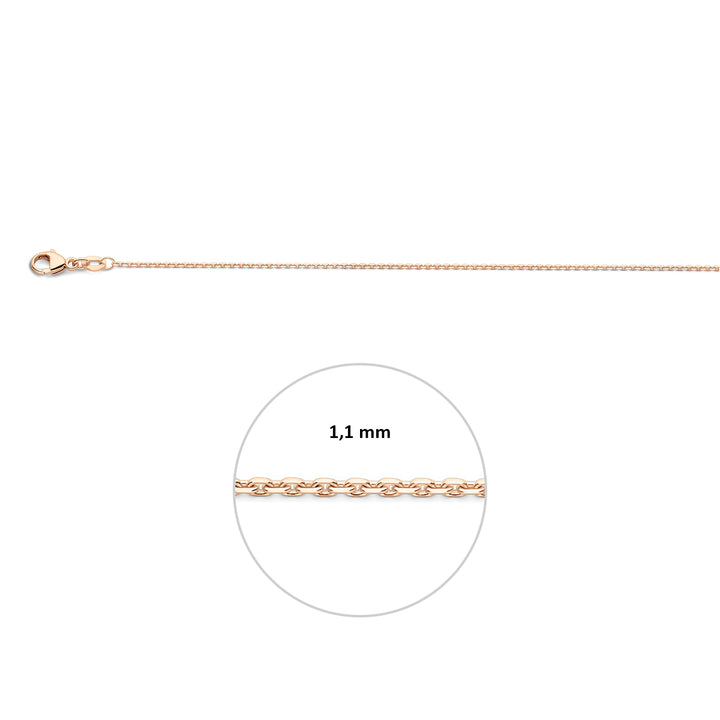 18krt roségouden lengtecollier anker gediamanteerd 1.1mm | 41-43-45cm