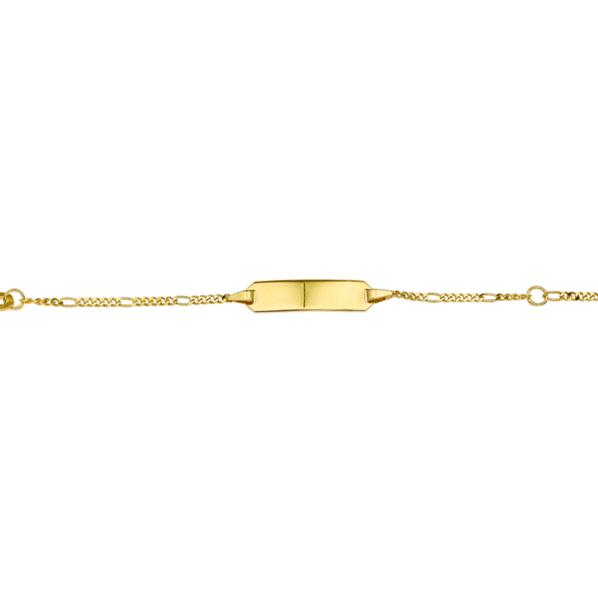 9krt geelgouden graveerarmband figaro plaat 5mm | 11-13cm