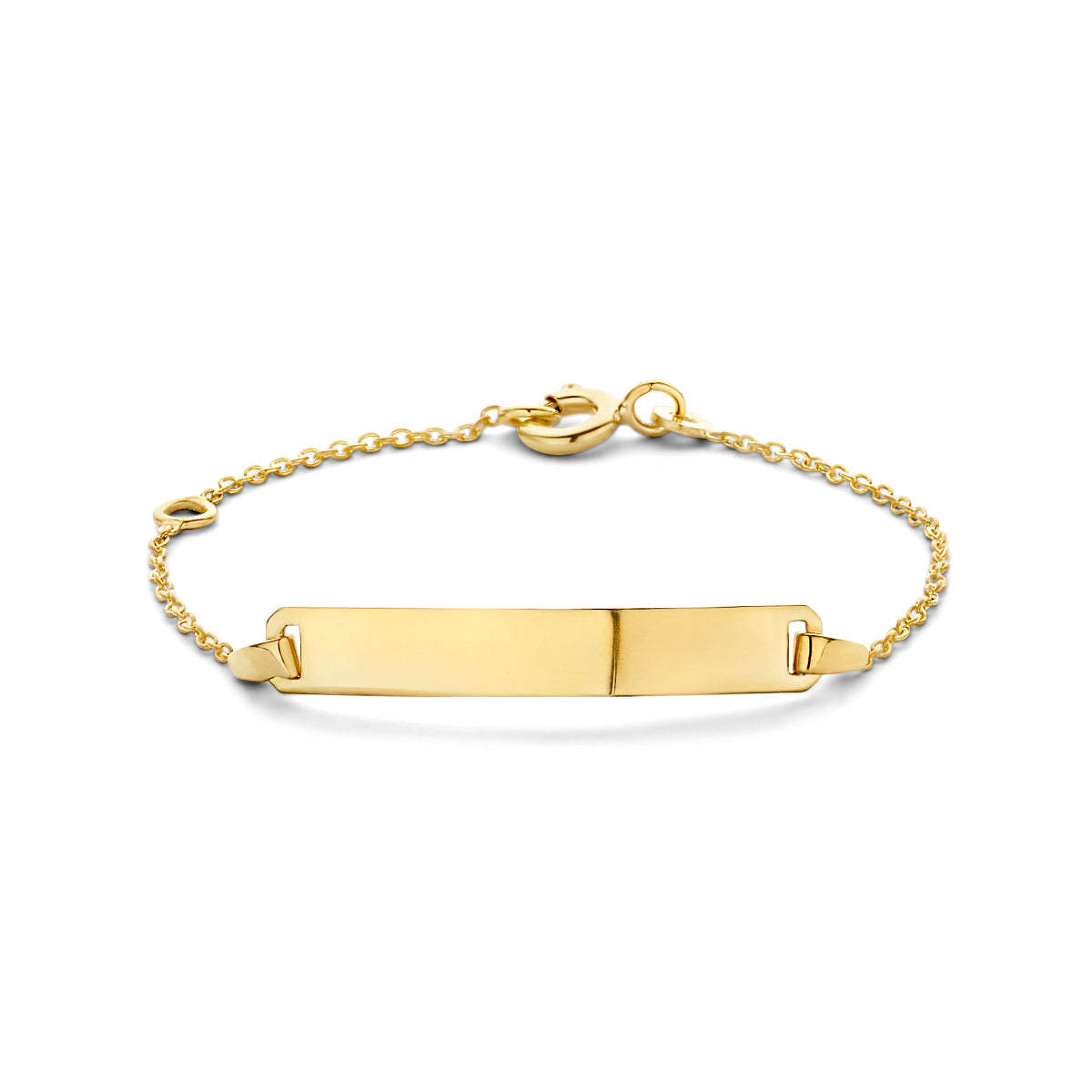 9krt geelgouden graveerarmband anker plaat 4mm | 11-13cm
