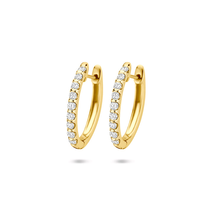 Facette - 14krt geelgouden creolen met LG diamant 0,25ct GHSI | 19,5x2,0mm