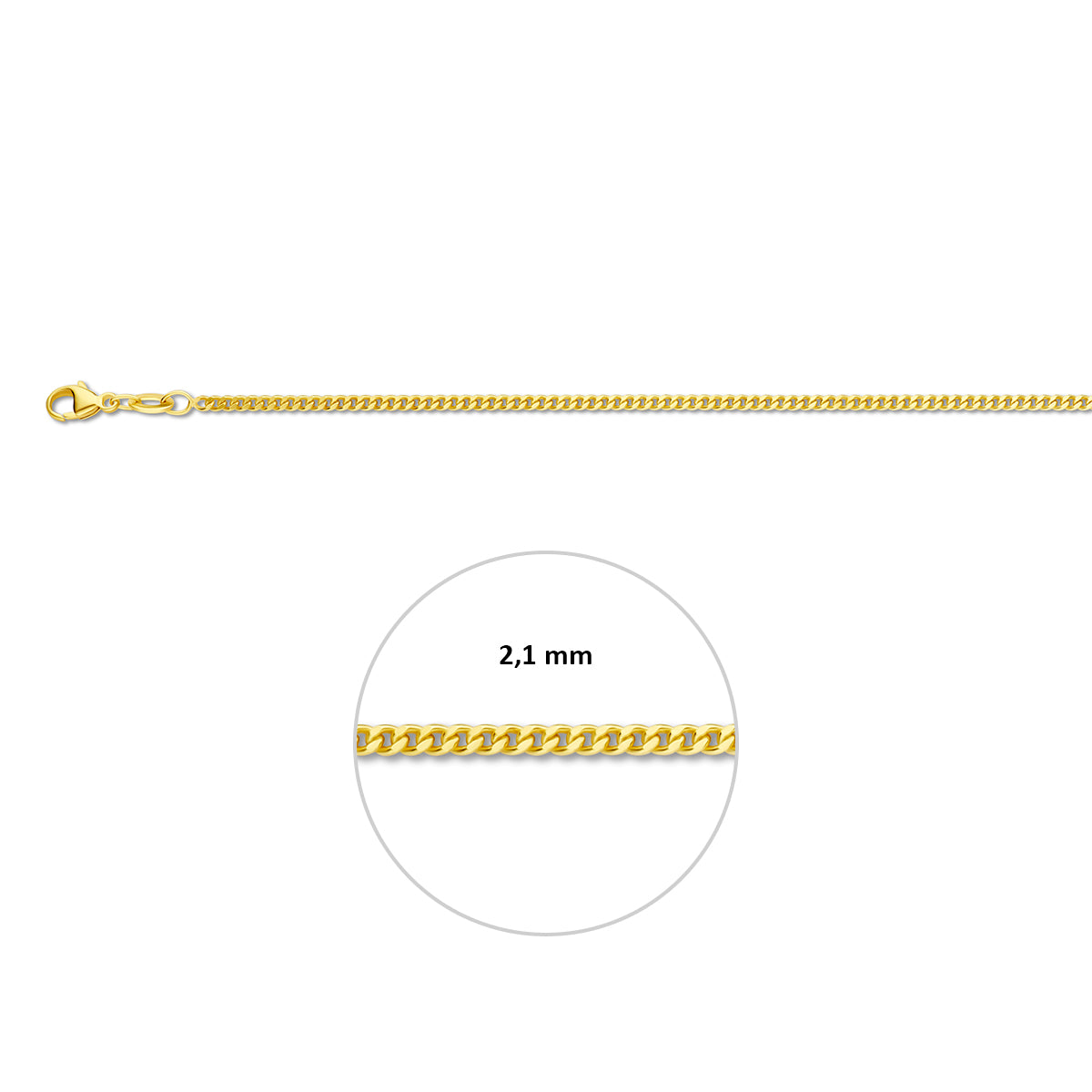 Doublé geelkleurig lengtecollier - gourmette 2,1mm