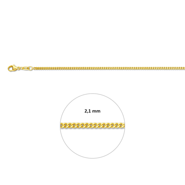Doublé geelkleurig lengtecollier - gourmette 2,1mm